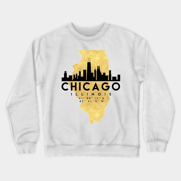 Chicago Illinois Skyline Map Art Crewneck Sweatshirt by deificusArt